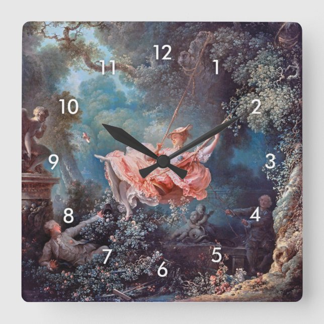 The Swing, Fragonard Square Wall Clock (Front)