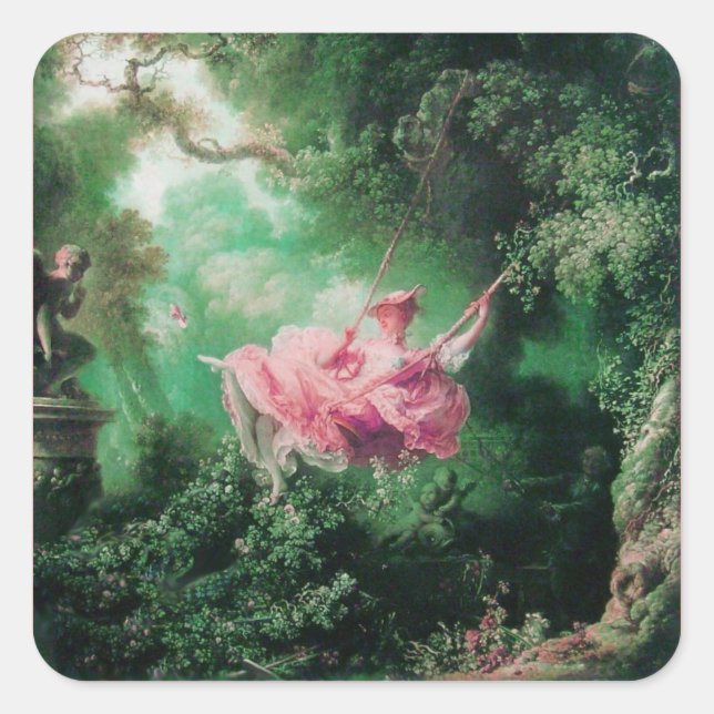 THE SWING  green pink Square Sticker (Front)