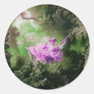THE SWING green violet purple Classic Round Sticker
