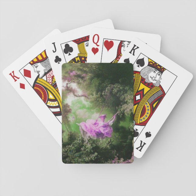 THE SWING ,green violet purple Playing Cards (Back)