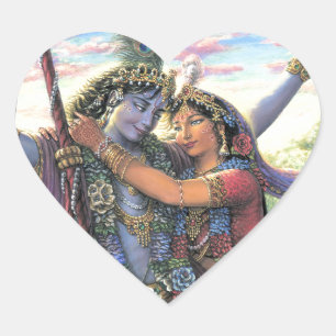 The Swing Pastime - Radha and Krishna Heart Sticker
