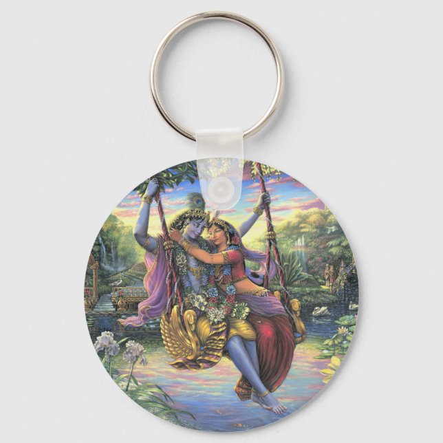 The Swing Pastime - Radha and Krishna Keychain (Front)