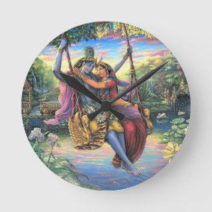 The Swing Pastime - Radha and Krishna Round Clock