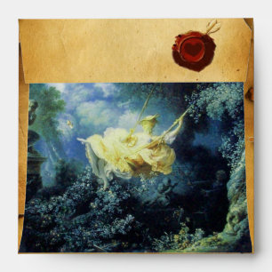THE SWING, RED WAX SEAL PARCHMENT Blue Yellow Envelope