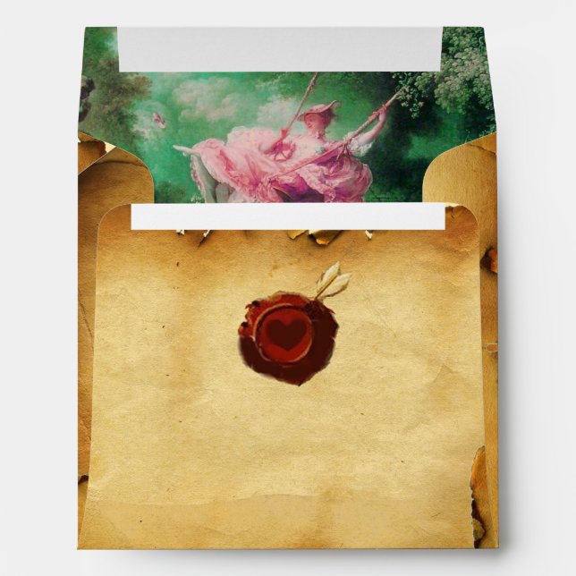 THE SWING, RED WAX SEAL PARCHMENT, fuchsia pink Envelope (Back (Bottom))