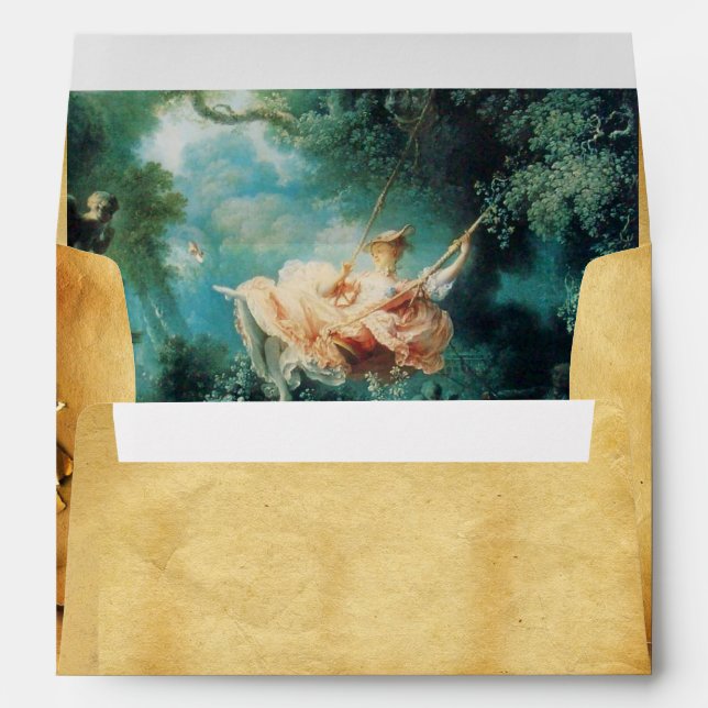 THE SWING, RED WAX SEAL PARCHMENT green pink Envelope (Back (Bottom))