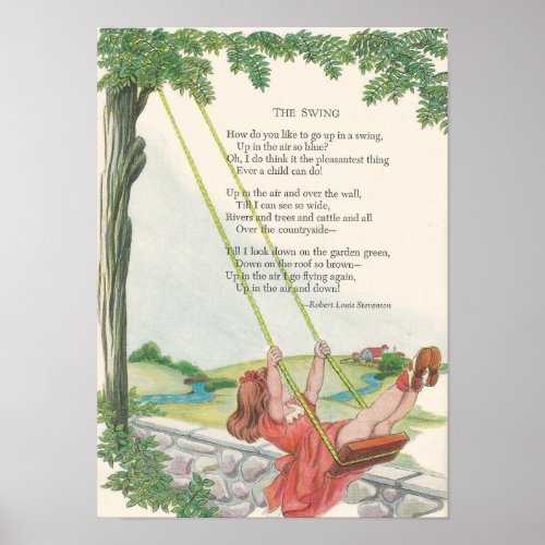 The Swing Robert Louis Stevenson Nursery Poster