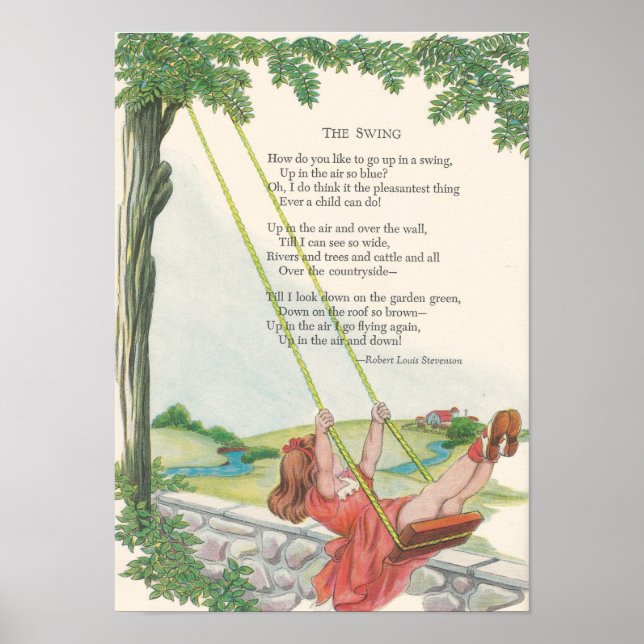 The Swing Robert Louis Stevenson Nursery Poster (Front)