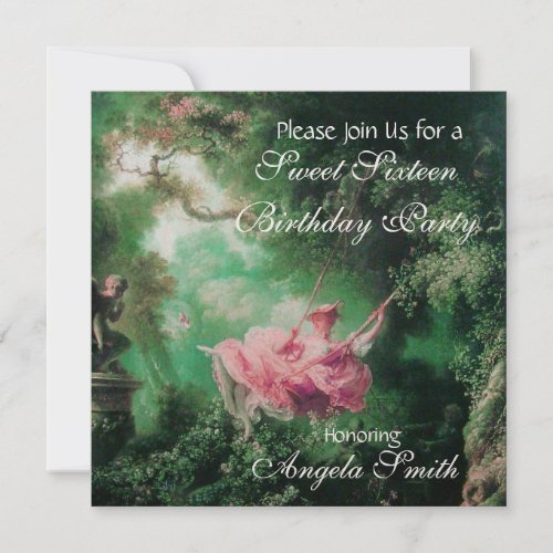THE SWING  SWEET SIXTEEN PARTY Fuchsia Champagne Invitation