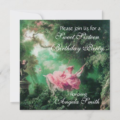 THE SWING  SWEET SIXTEEN PARTY Fuchsia Invitation