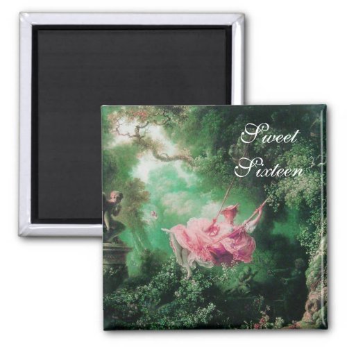 THE SWING SWEET SIXTEEN PARTY green pink fuchsia Magnet