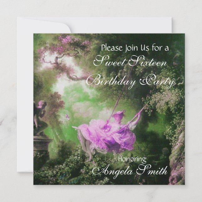 THE SWING  ,SWEET SIXTEEN PARTY Violet Purple Gold Invitation (Front)