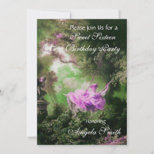 THE SWING ,SWEET SIXTEEN PARTY Violet Purple Invitation