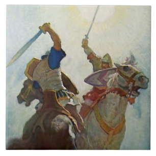 “The Sword Battle Was Fierce” by NC Wyeth Ceramic Tile