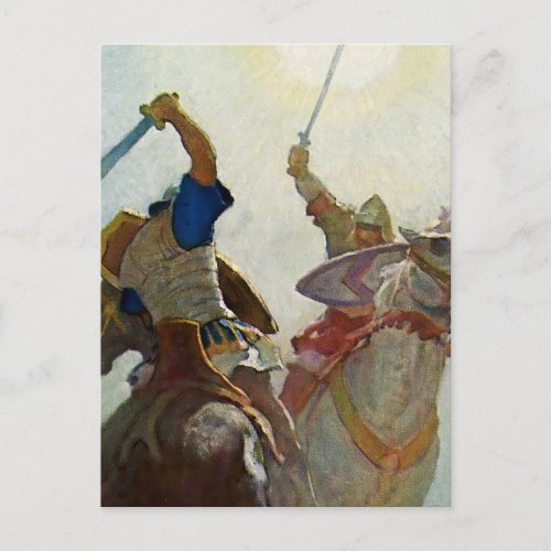âœThe Sword Battle Was Fierceâ by NC Wyeth Postcard