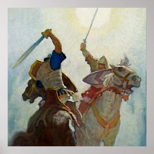 The Sword Battle Was Fierce by NC Wyeth Poster