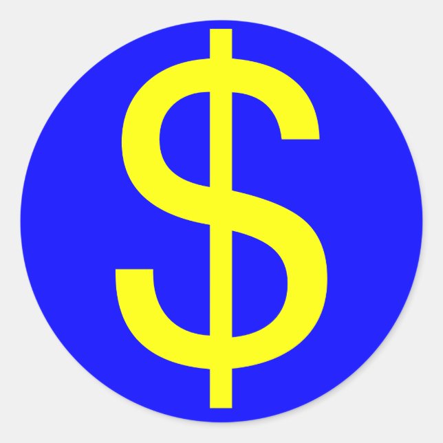 $, the symbol for USA currency Classic Round Sticker (Front)