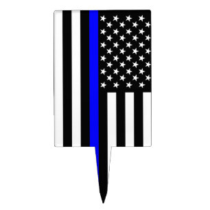 The Symbolic Thin Blue Line American Flag Cake Topper
