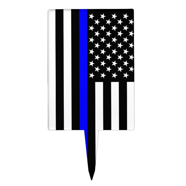 The Symbolic Thin Blue Line American Flag Cake Topper (Front)
