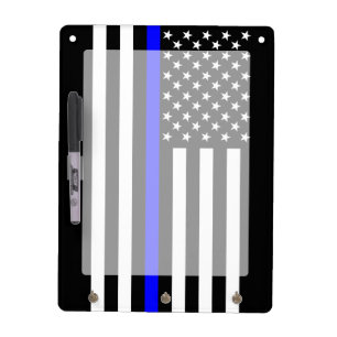 The Symbolic Thin Blue Line American Flag Dry-Erase Board