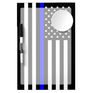 The Symbolic Thin Blue Line American Flag Dry Erase Board With Mirror