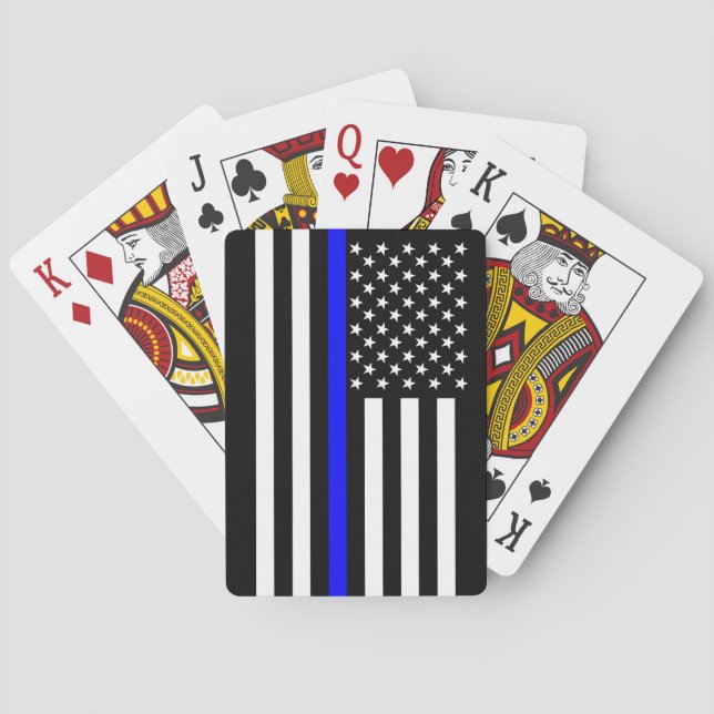 The Symbolic Thin Blue Line American Flag Poker Cards (Back)