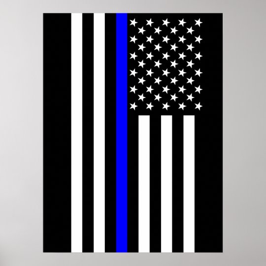 The Symbolic Thin Blue Line American Flag Poster | Zazzle.com