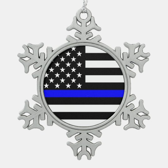 Thin Blue Line Christmas Ornament 