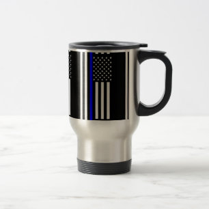 The Symbolic Thin Blue Line American Flag Travel Mug