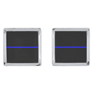 The Symbolic Thin Blue Line Concept Silver Cufflinks