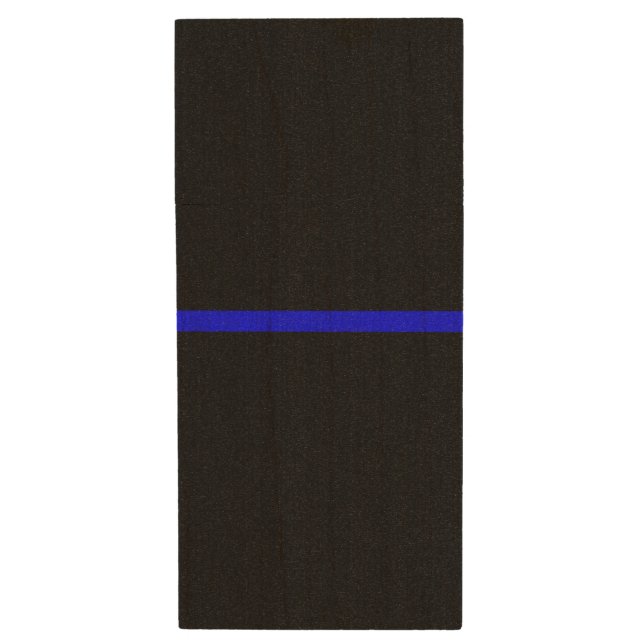 The Symbolic Thin Blue Line Concept Wood Flash Drive (Front Vertical)