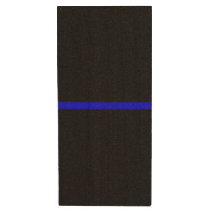 The Symbolic Thin Blue Line Concept Wood USB Flash Drive