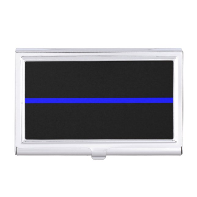The Symbolic Thin Blue Line Decor Business Card Case (Front)