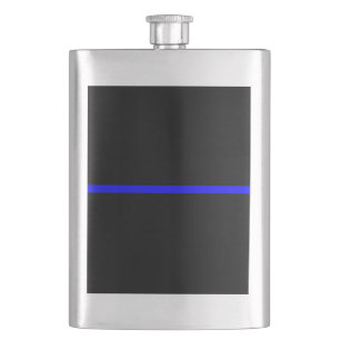 The Symbolic Thin Blue Line Decor Hip Flask