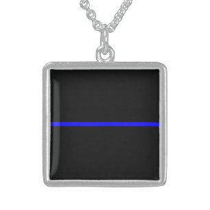 The Symbolic Thin Blue Line Decor Sterling Silver Necklace