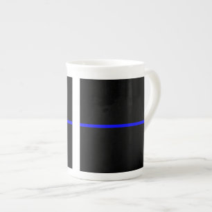 The Symbolic Thin Blue Line Graphic Bone China Mug