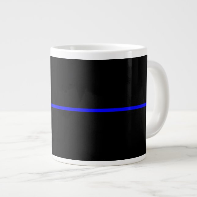 The Symbolic Thin Blue Line Graphic Giant Coffee Mug (Front Right)