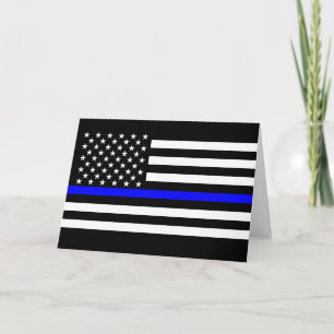 The Symbolic Thin Blue Line Graphic US Flag Card