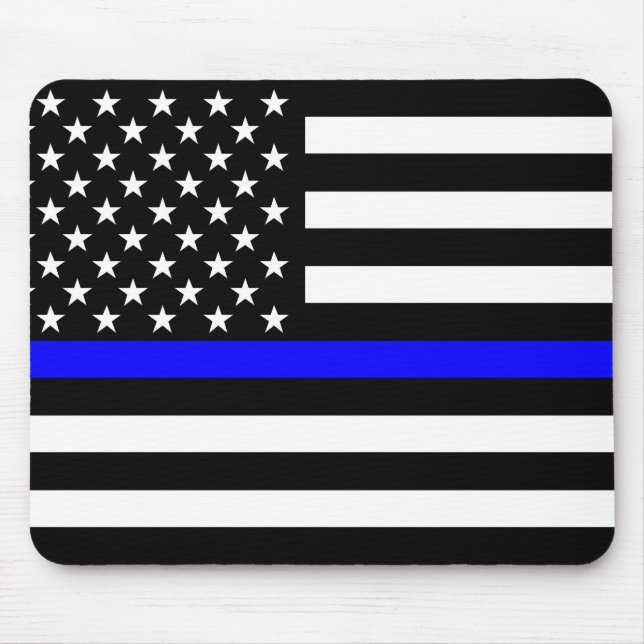 The Symbolic Thin Blue Line Graphic US Flag Mouse Pad (Front)