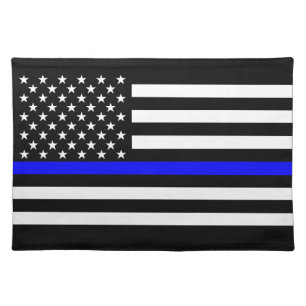 The Symbolic Thin Blue Line Graphic US Flag Placemat