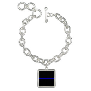The Symbolic Thin Blue Line Horizontal Black Bracelet