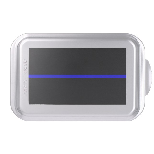 The Symbolic Thin Blue Line Horizontal Black Cake Pan (Front)