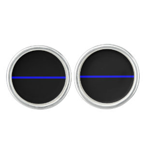 The Symbolic Thin Blue Line Horizontal Black Cufflinks