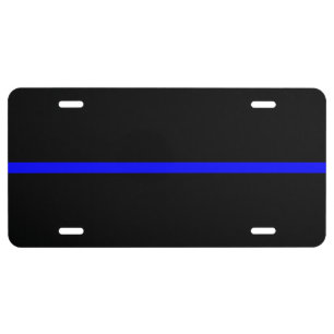 The Symbolic Thin Blue Line Horizontal Black License Plate