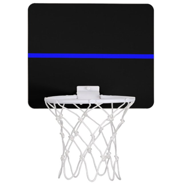 The Symbolic Thin Blue Line Horizontal Black Mini Basketball Hoop (Front)