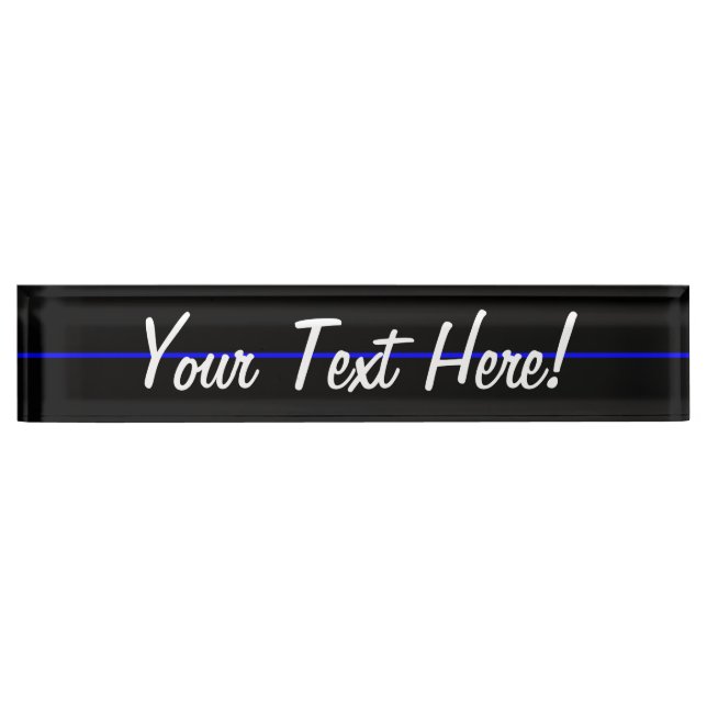 The Symbolic Thin Blue Line Horizontal Black Name Plate (Front)