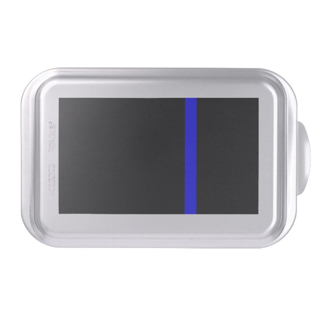 The Symbolic Thin Blue Line on a black decor Cake Pan (Front)