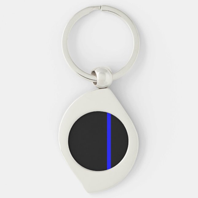 The Symbolic Thin Blue Line on a black decor Keychain (Front)