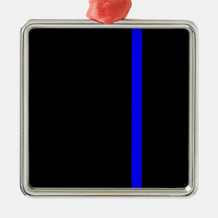 The Symbolic Thin Blue Line on a black decor Metal Ornament