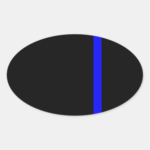 The Symbolic Thin Blue Line on a black decor Oval Sticker